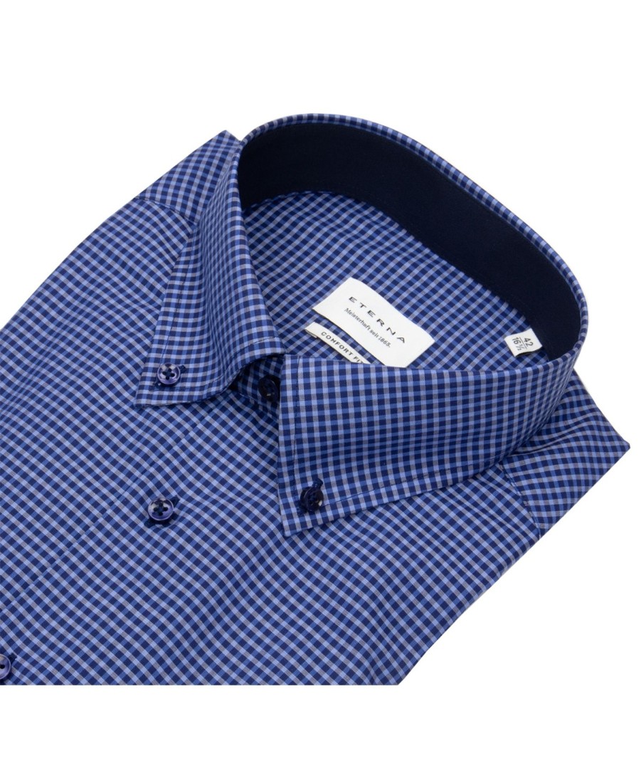 Hemden Eterna | Eterna Hemd - Comfort Fit - Button Down - Blau / Dunkelblau - Ohne Ovp