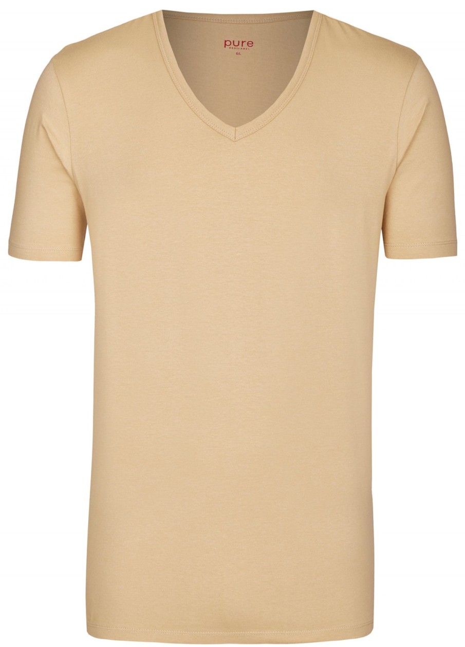 T-Shirts & Polos Pure V-Ausschnitt | Pure T-Shirt - Slim Fit - V-Ausschnitt - Caramel