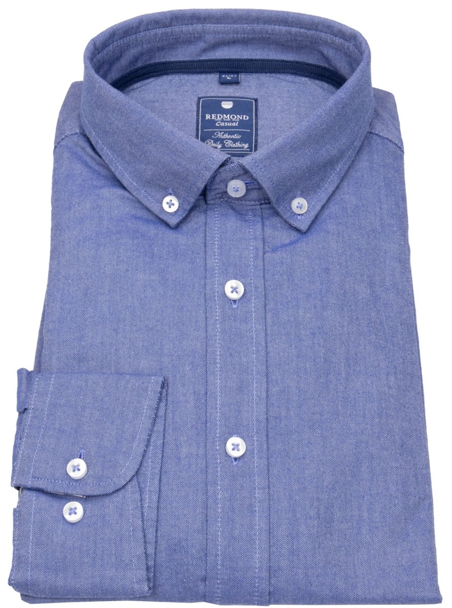 Hemden Redmond | Redmond Hemd - Comfort Fit - Button Down Kragen - Oxford - Blau