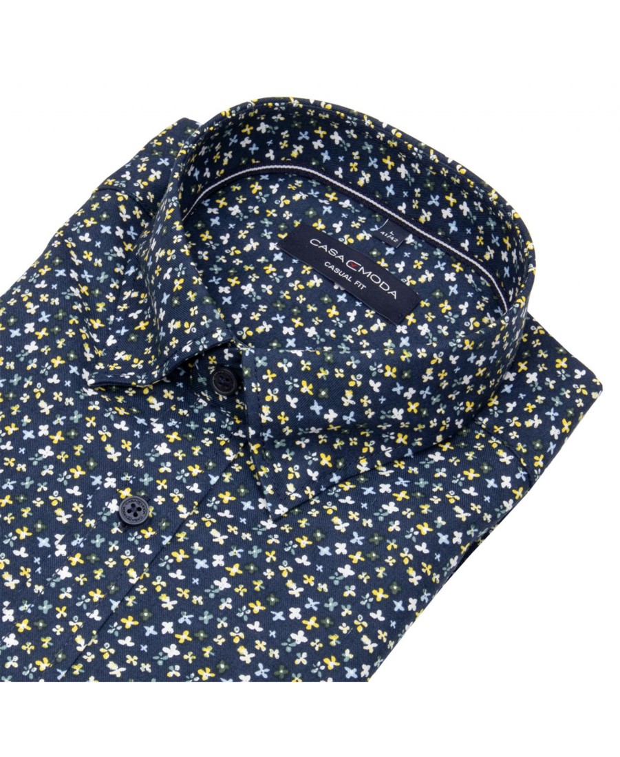 Hemden Casa Moda | Casa Moda Hemd - Casual Fit - Under Button Down - Blau / Gelb - Ohne Ovp