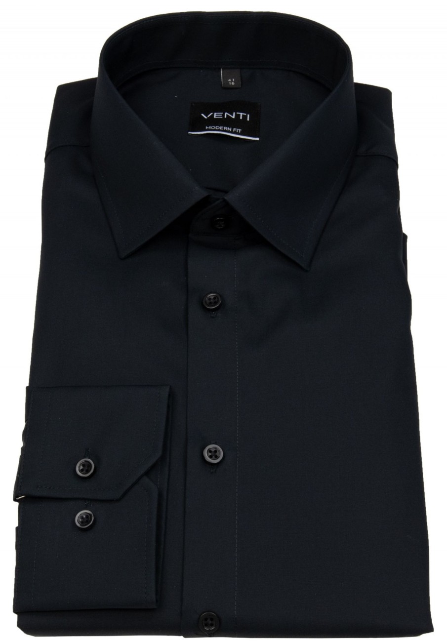 Hemden Venti | Venti Hemd - Modern Fit - Schwarz - Extra Langer Arm 69Cm