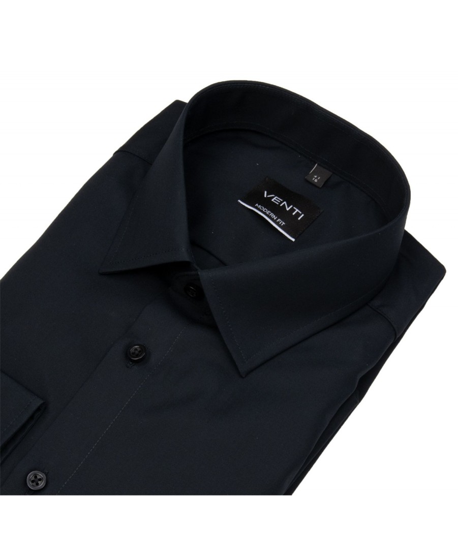 Hemden Venti | Venti Hemd - Modern Fit - Schwarz - Extra Langer Arm 69Cm