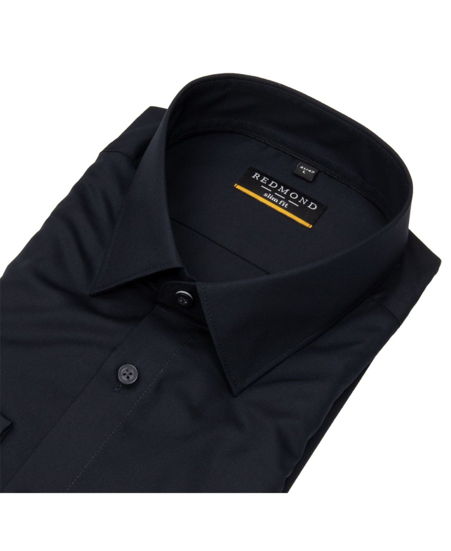 Hemden Redmond | Redmond Hemd - Slim Fit - Kentkragen - Twill - Schwarz - Ohne Ovp