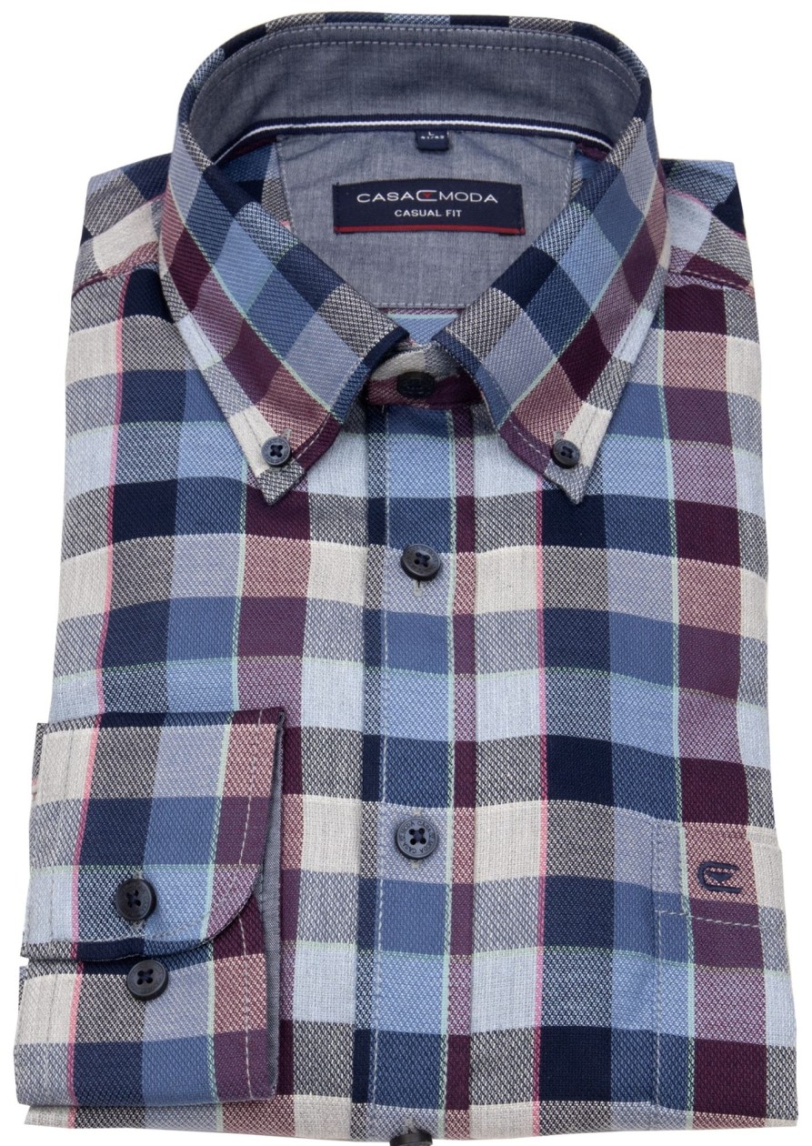 Hemden Casa Moda | Casa Moda Hemd - Casual Fit - Button Down - Kariert - Mehrfarbig