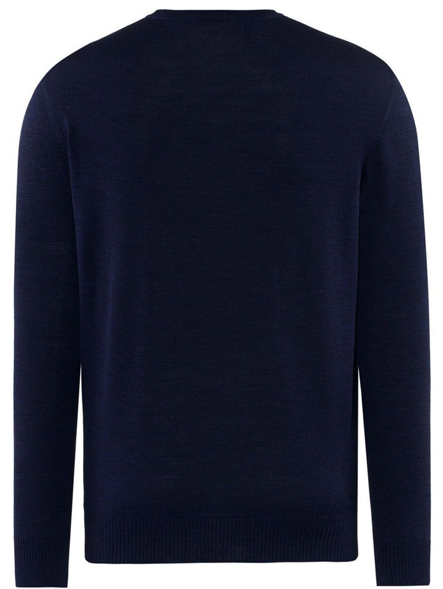 Pullover & Strick MAERZ Muenchen | Maerz Muenchen Pullover - Comfort Fit - Rundhals - Merinowolle - Navy