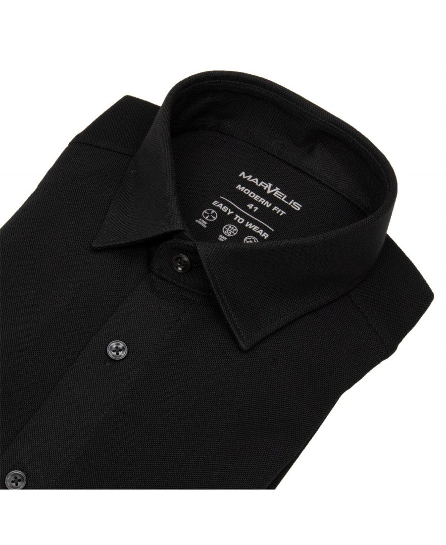 Hemden Marvelis | Marvelis Hemd - Modern Fit - Easy To Wear Jersey - Schwarz