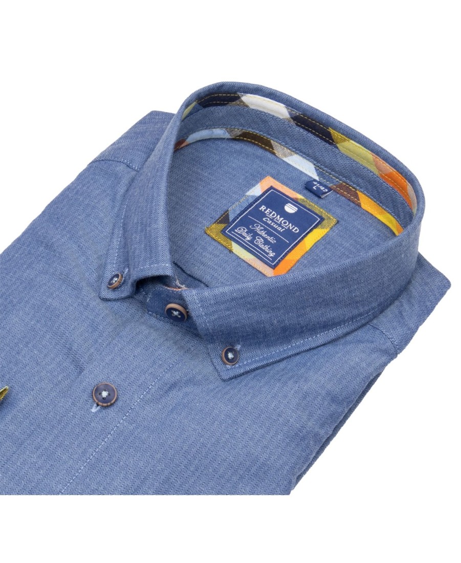 Hemden Redmond | Redmond Hemd - Comfort Fit - Button Down Kragen - Twill - Blau