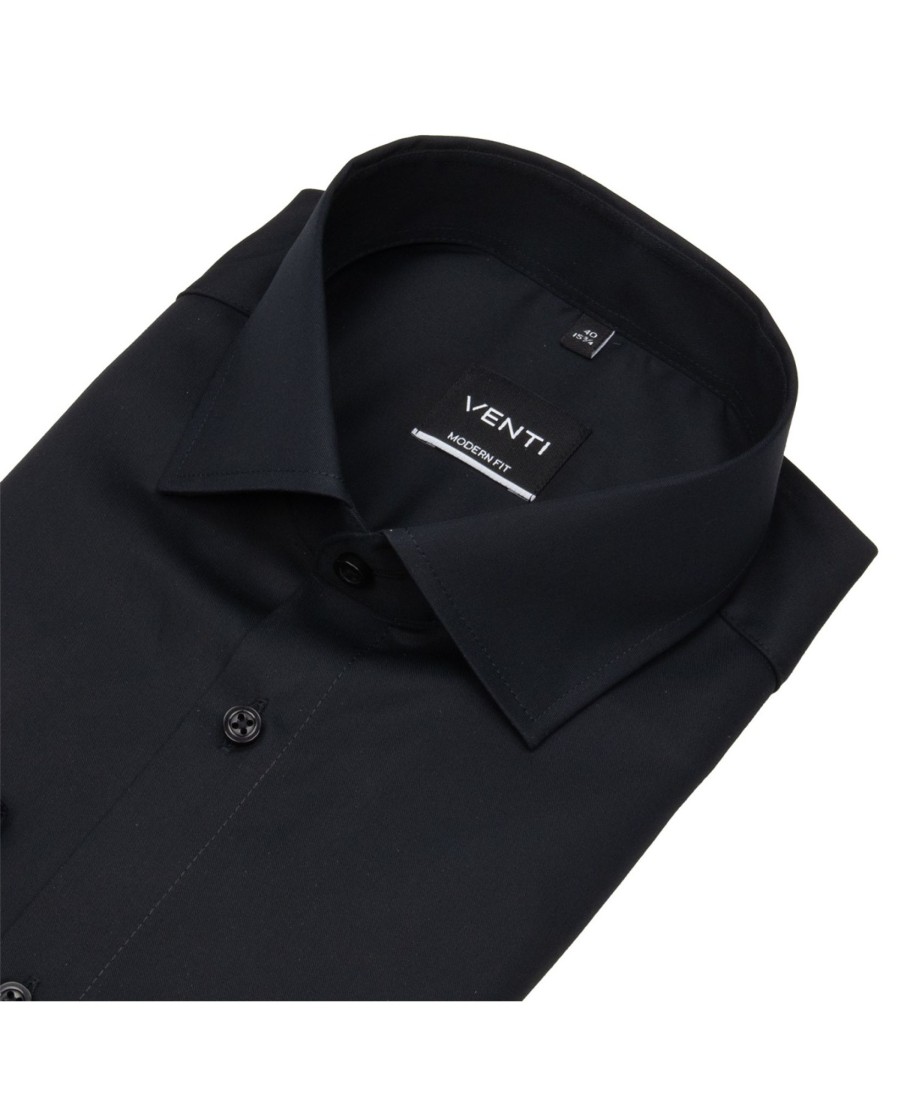 Hemden Venti | Venti Hemd - Modern Fit - Twill - Schwarz