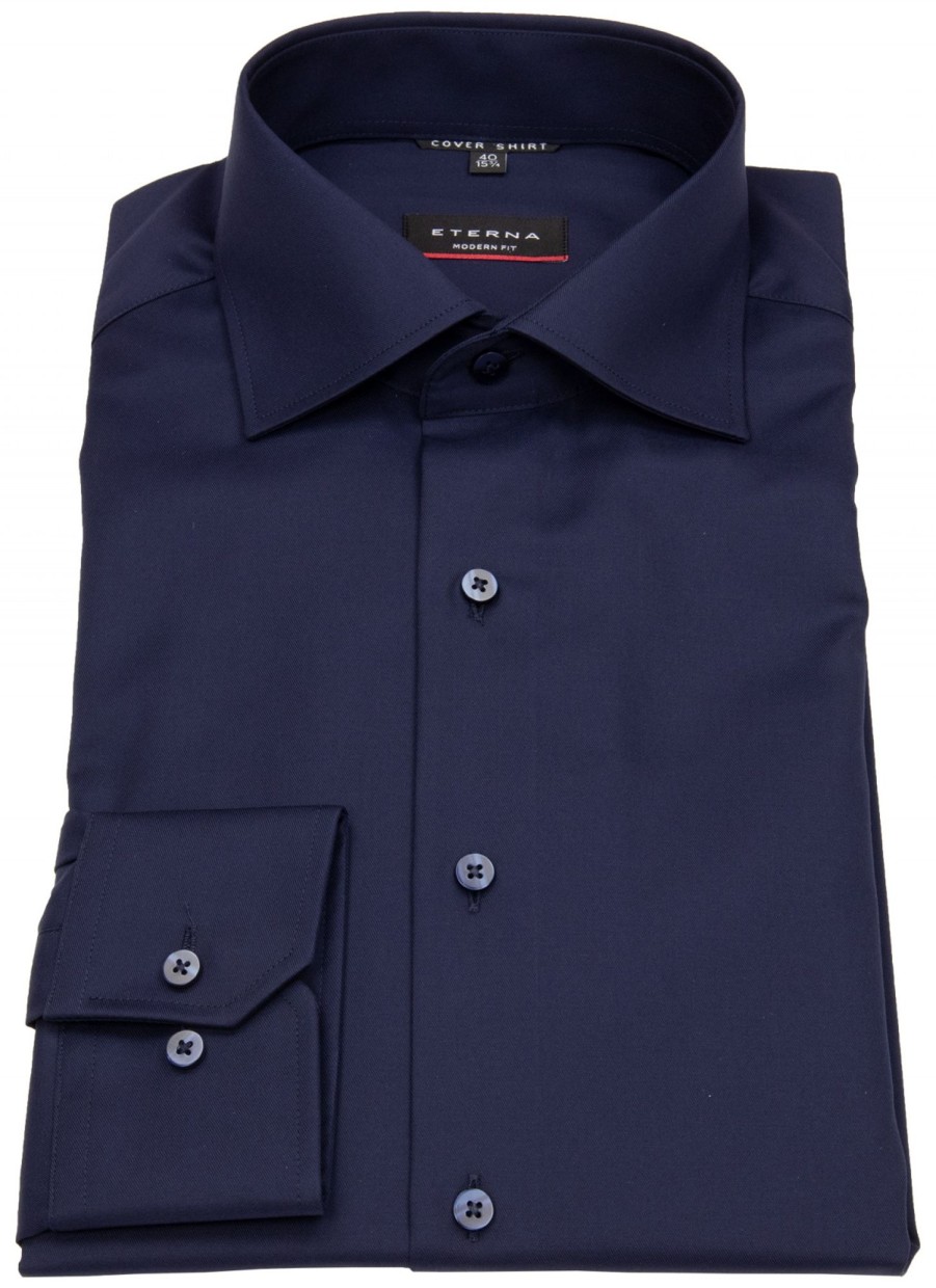 Hemden Eterna | Eterna Hemd - Modern Fit - Cover Shirt - Extra Blickdicht - Dunkelblau