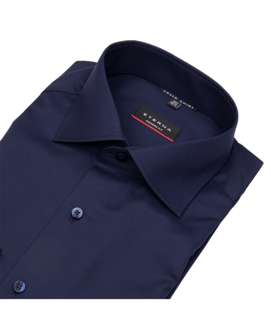 Hemden Eterna | Eterna Hemd - Modern Fit - Cover Shirt - Extra Blickdicht - Dunkelblau