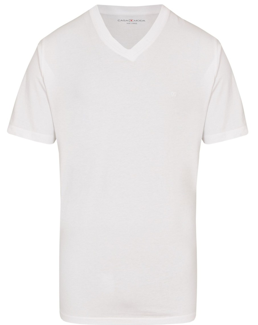 T-Shirts & Polos Casa Moda V-Ausschnitt | Casa Moda T-Shirt Doppelpack - V-Neck - Weis - Ohne Ovp