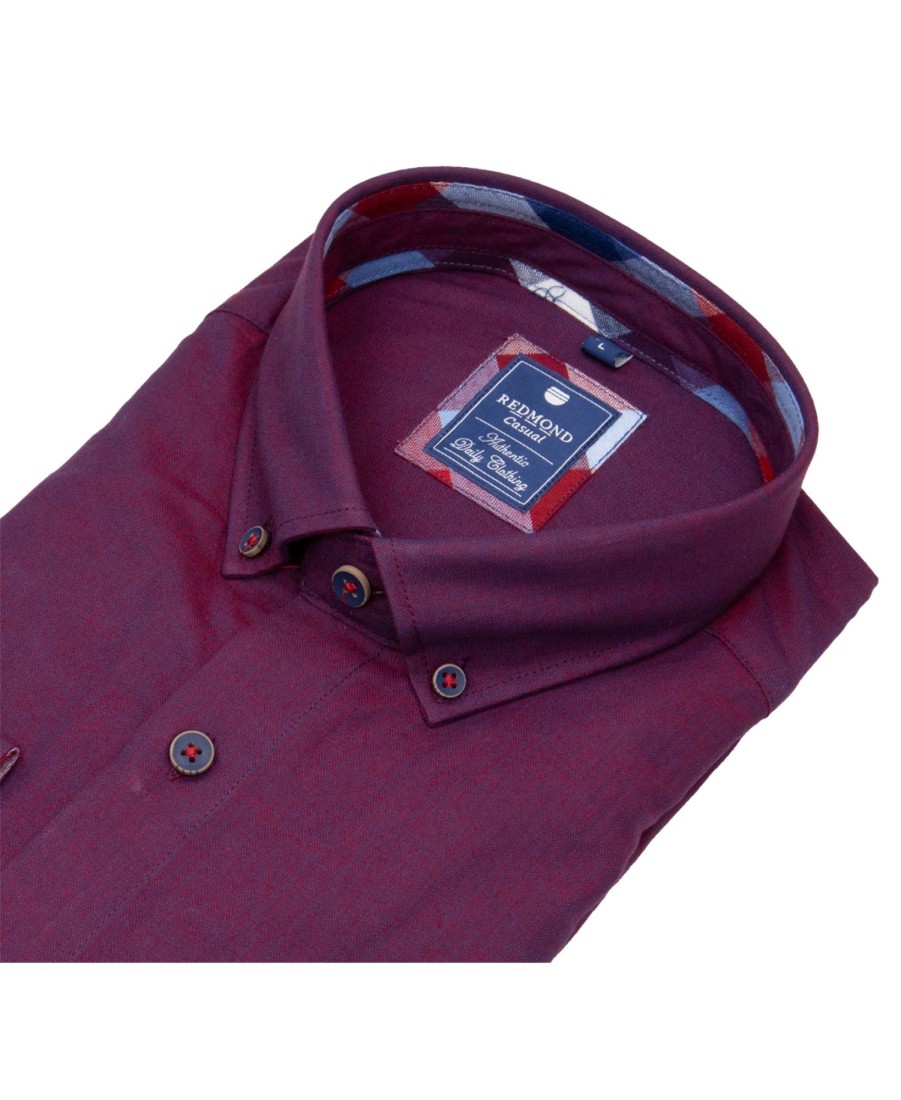 Hemden Redmond | Redmond Hemd - Comfort Fit - Button Down Kragen - Twill - Rot - Ohne Ovp