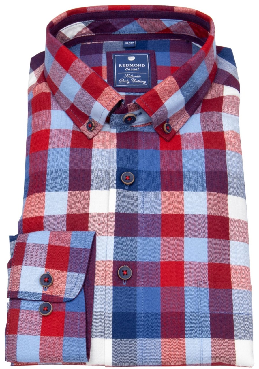 Hemden Redmond | Redmond Hemd - Comfort Fit - Button Down Kragen - Twill - Kariert - Mehrfarbig