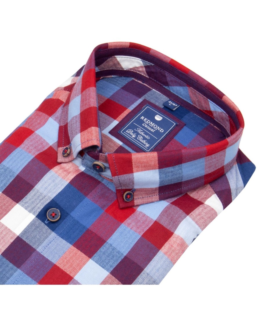 Hemden Redmond | Redmond Hemd - Comfort Fit - Button Down Kragen - Twill - Kariert - Mehrfarbig