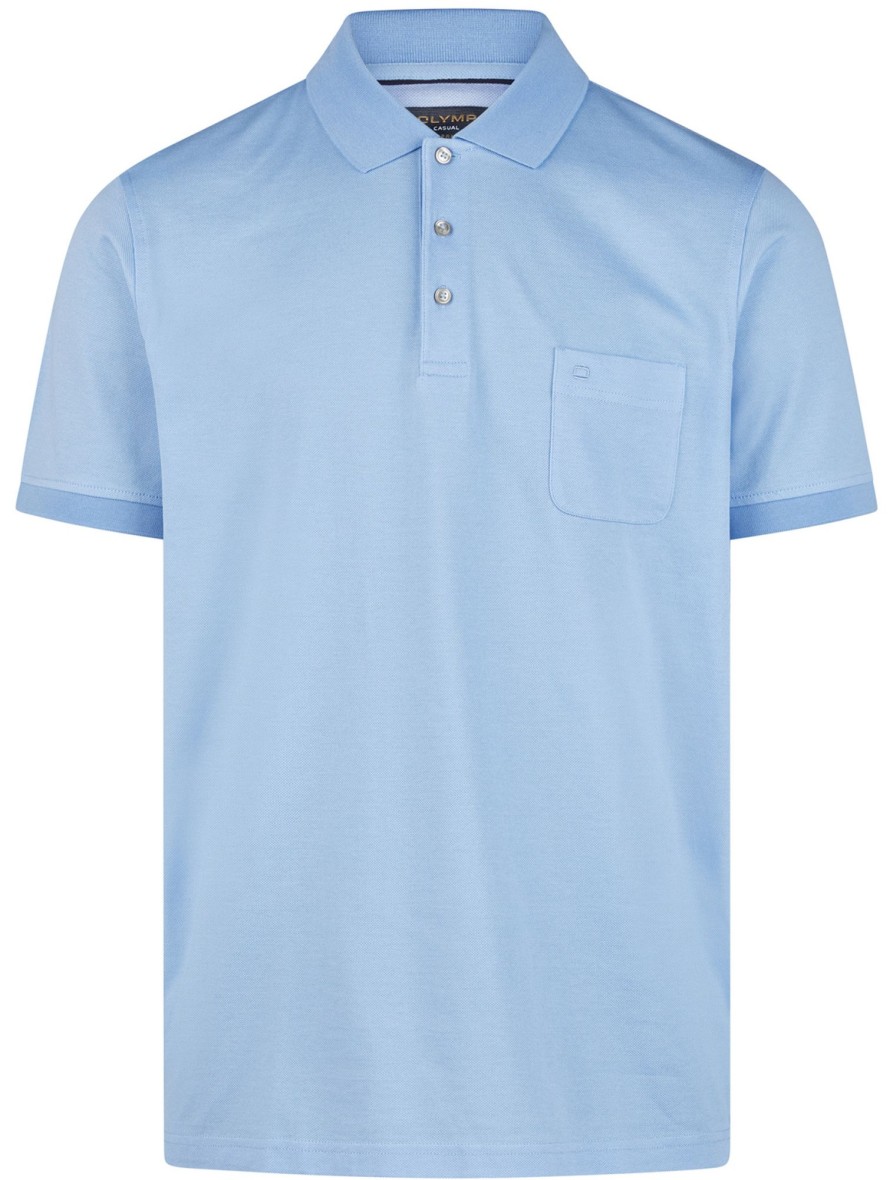 T-Shirts & Polos OLYMP Olymp | Olymp Poloshirt - Casual Fit - Pique - Hellblau