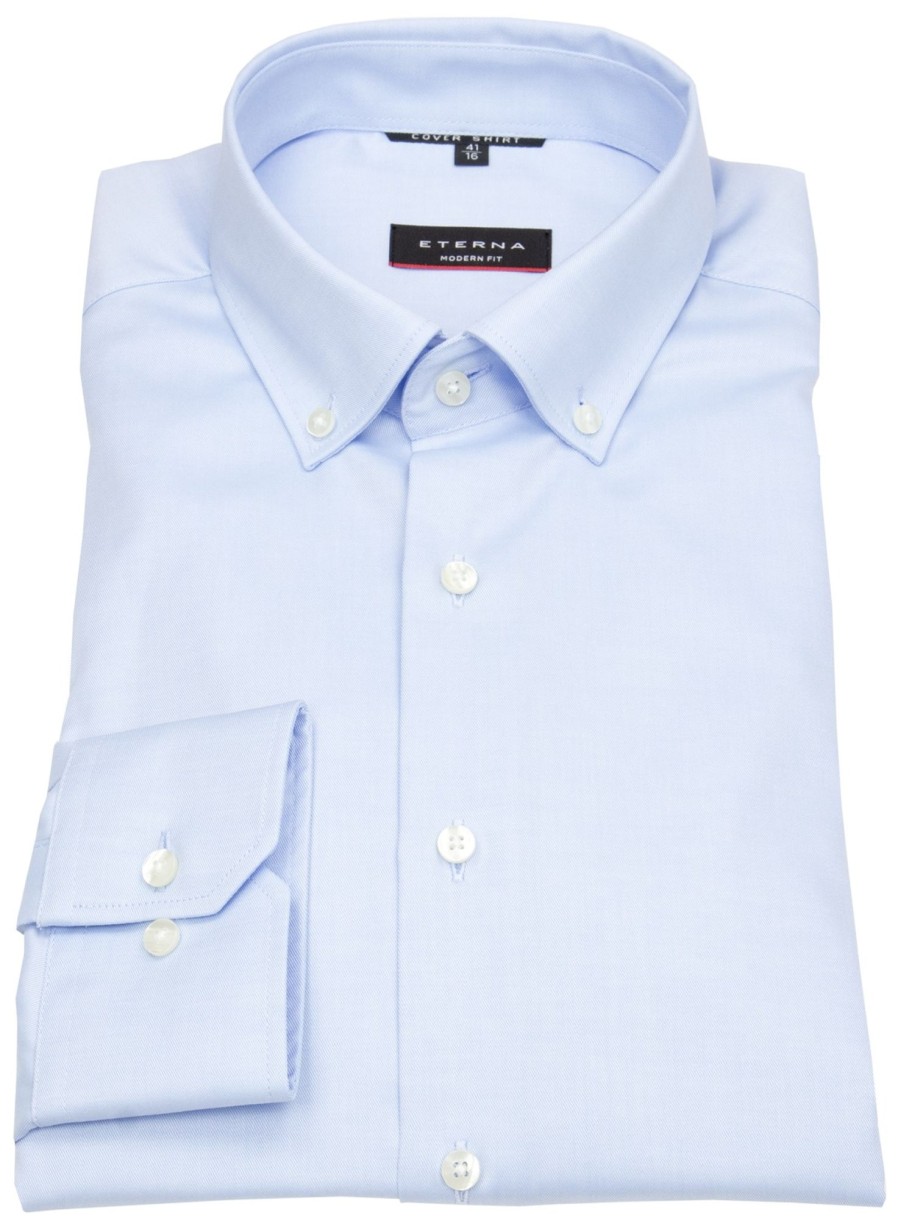 Hemden Eterna | Eterna Hemd - Modern Fit - Button Down - Cover Shirt - Extra Blickdicht - Hellblau