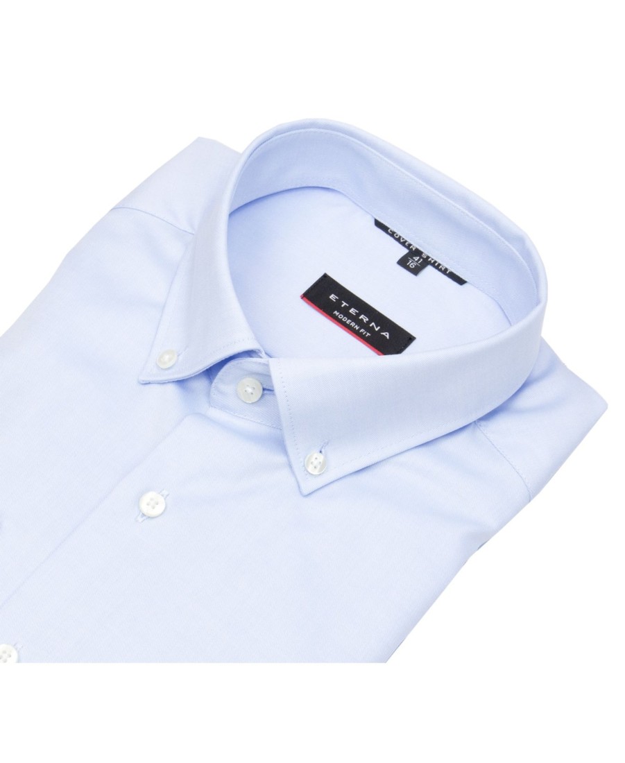 Hemden Eterna | Eterna Hemd - Modern Fit - Button Down - Cover Shirt - Extra Blickdicht - Hellblau