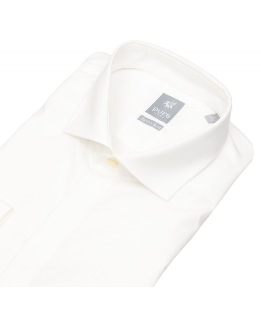 Hemden Pure | Pure Galahemd - Extra Slim Fit - Haifischkragen - Umschlagmanschette - Creme