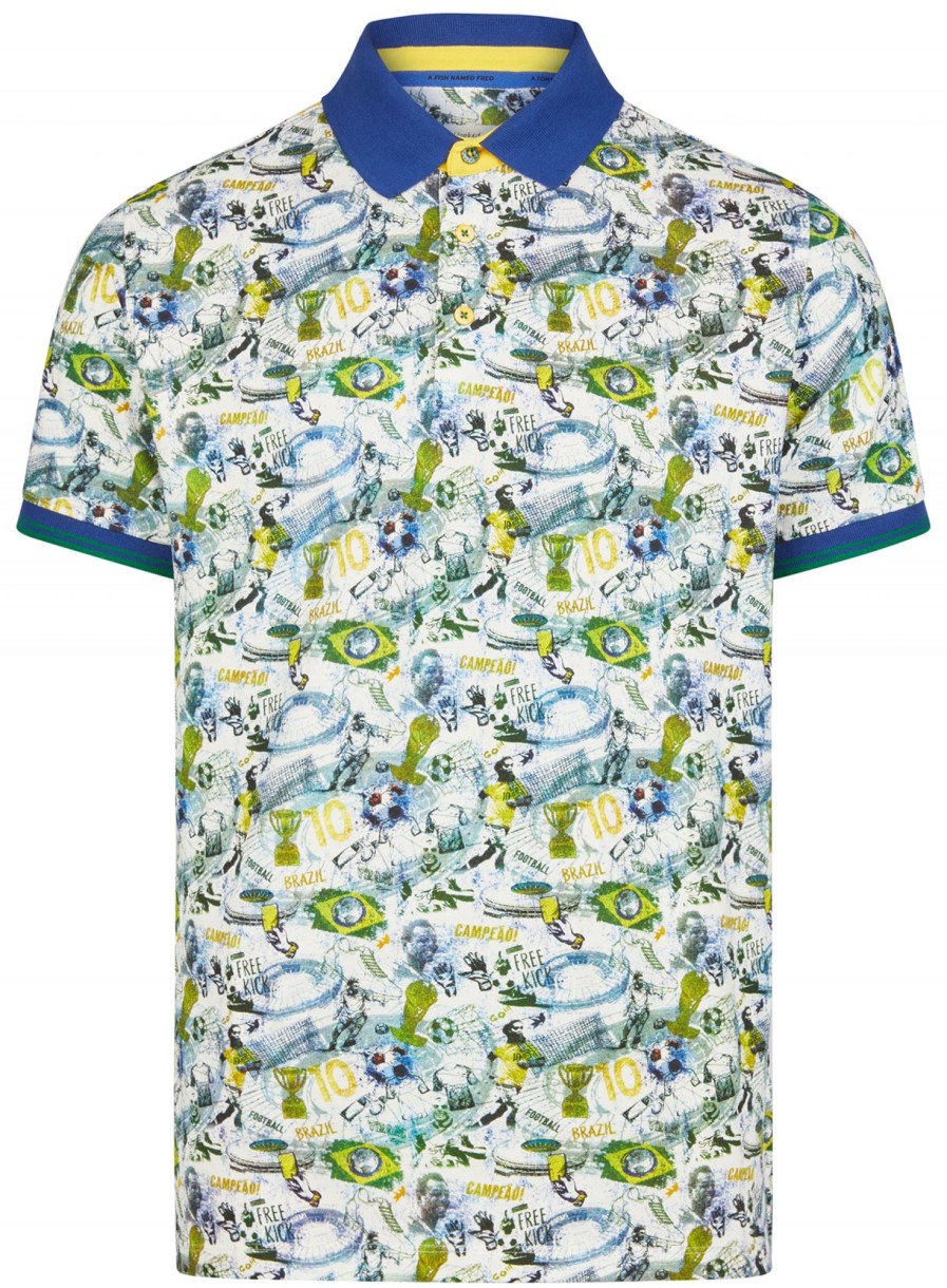 Hemden A Fish Named Fred | A Fish Named Fred Poloshirt - Modern Fit - Brazil Football - Mehrfarbig