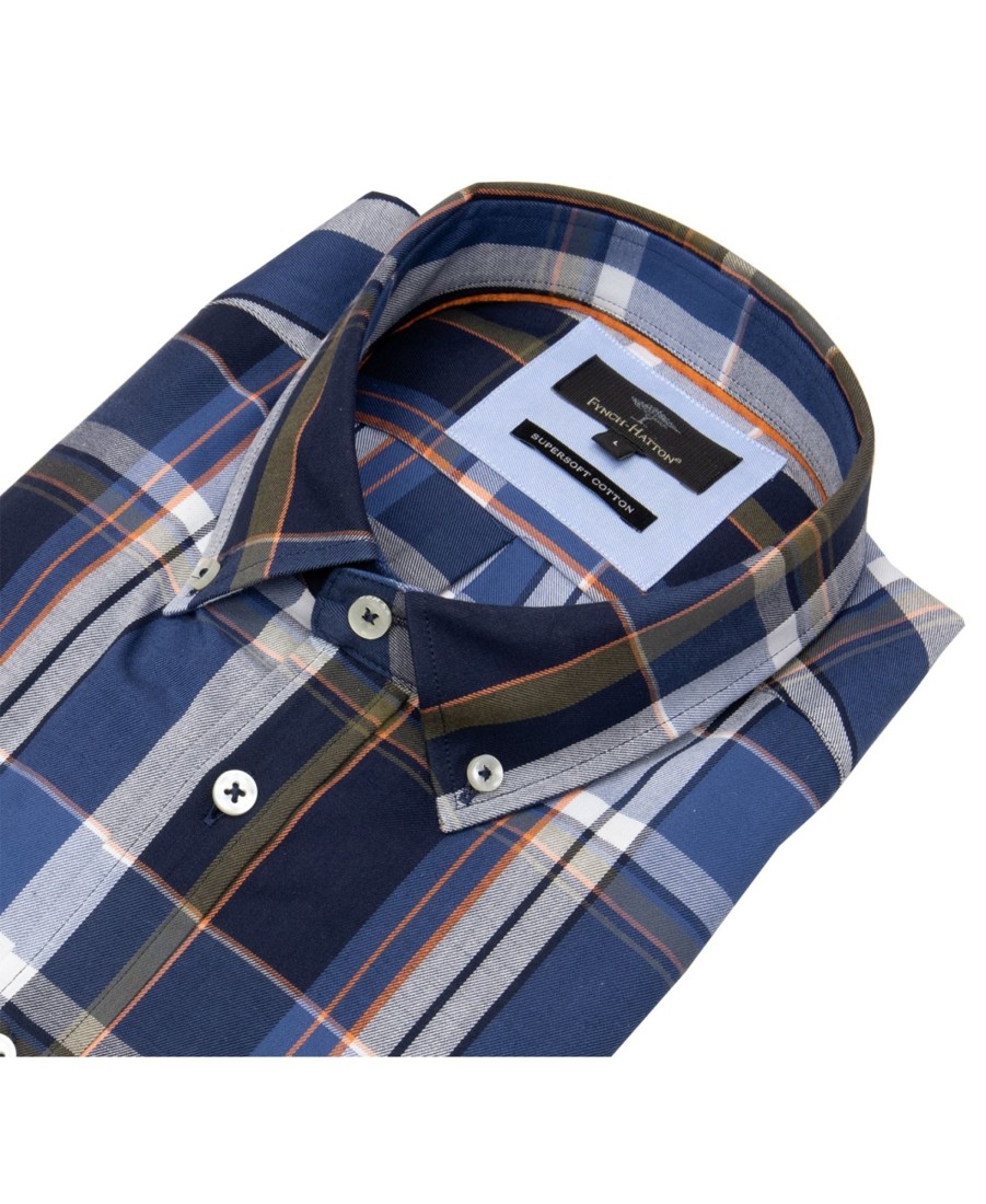 Hemden Fynch-Hatton | Fynch-Hatton Hemd - Casual Fit - Button Down - Kariert - Dunkelblau