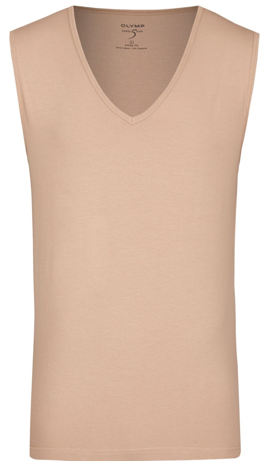 T-Shirts & Polos OLYMP Armellos / Tank Tops | Olymp Level Five Body Fit - Tank Top - Tiefer V-Ausschnitt - Caramel