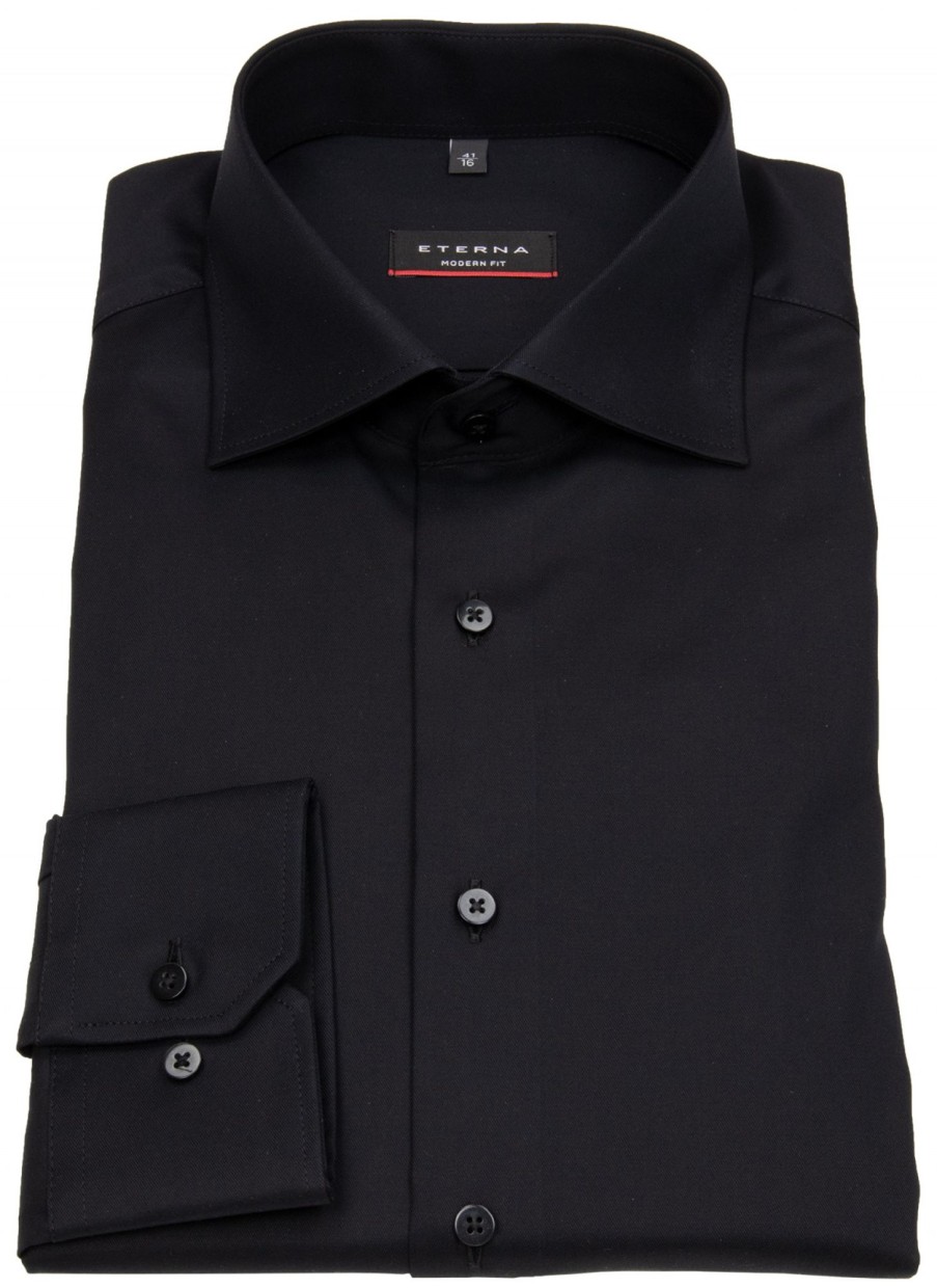 Hemden Eterna | Eterna Hemd - Modern Fit - Cover Shirt - Extra Blickdicht - Schwarz