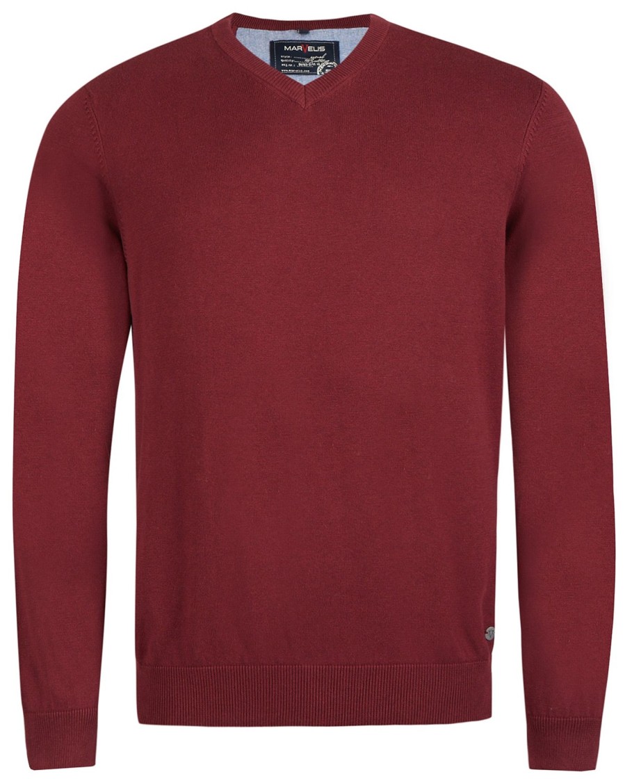 Pullover & Strick Marvelis | Marvelis Pullover - V-Ausschnitt - Bordeaux