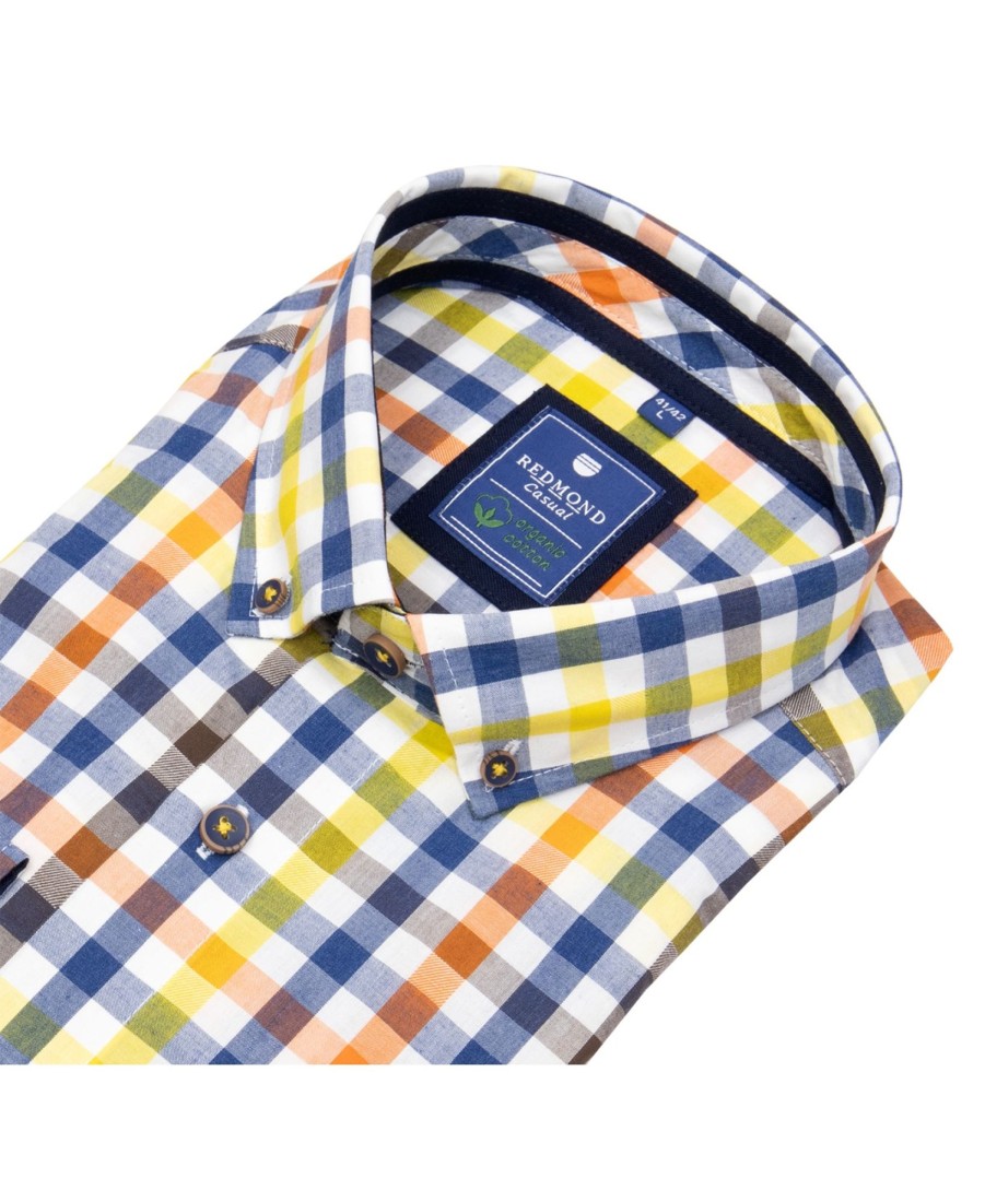 Hemden Redmond | Redmond Hemd - Comfort Fit - Button Down Kragen - Bio Baumwolle - Kariert - Mehrfarbig