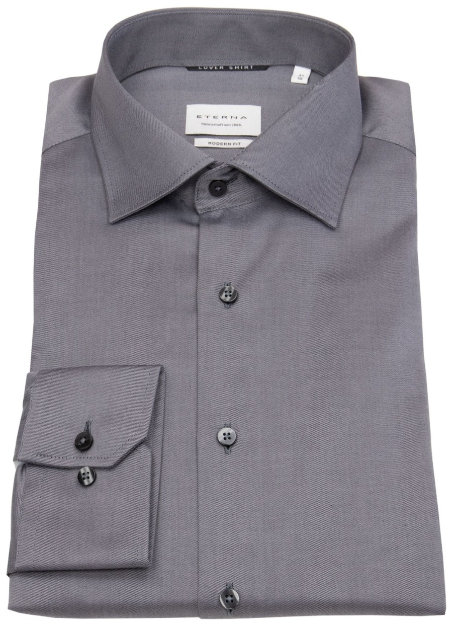 Hemden Eterna | Eterna Hemd - Modern Fit - Cover Shirt - Extra Blickdicht - Grau