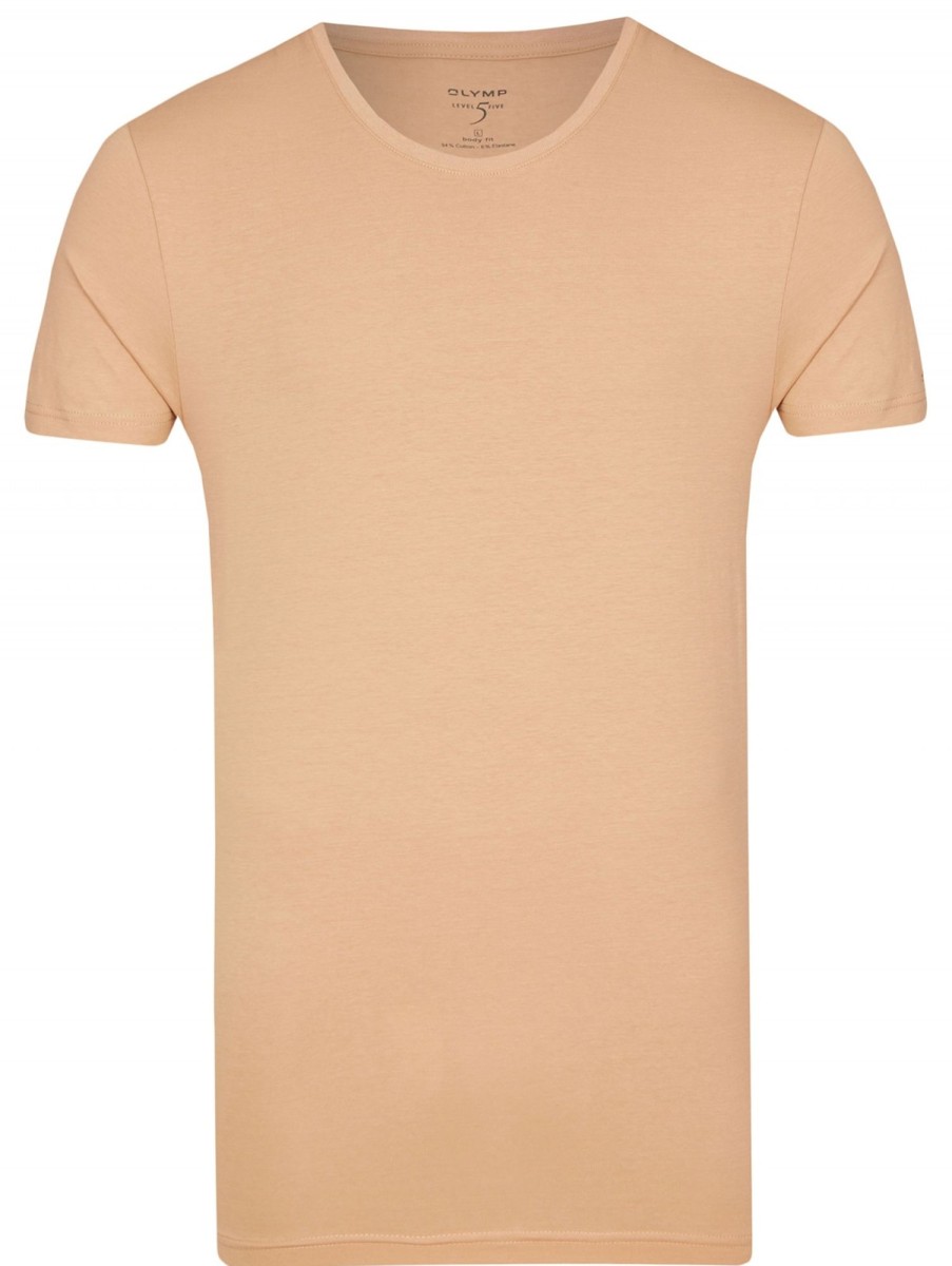 T-Shirts & Polos OLYMP Rundhals-Ausschnitt | Olymp Level Five Body Fit - T-Shirt - Rundhals-Ausschnitt - Caramel