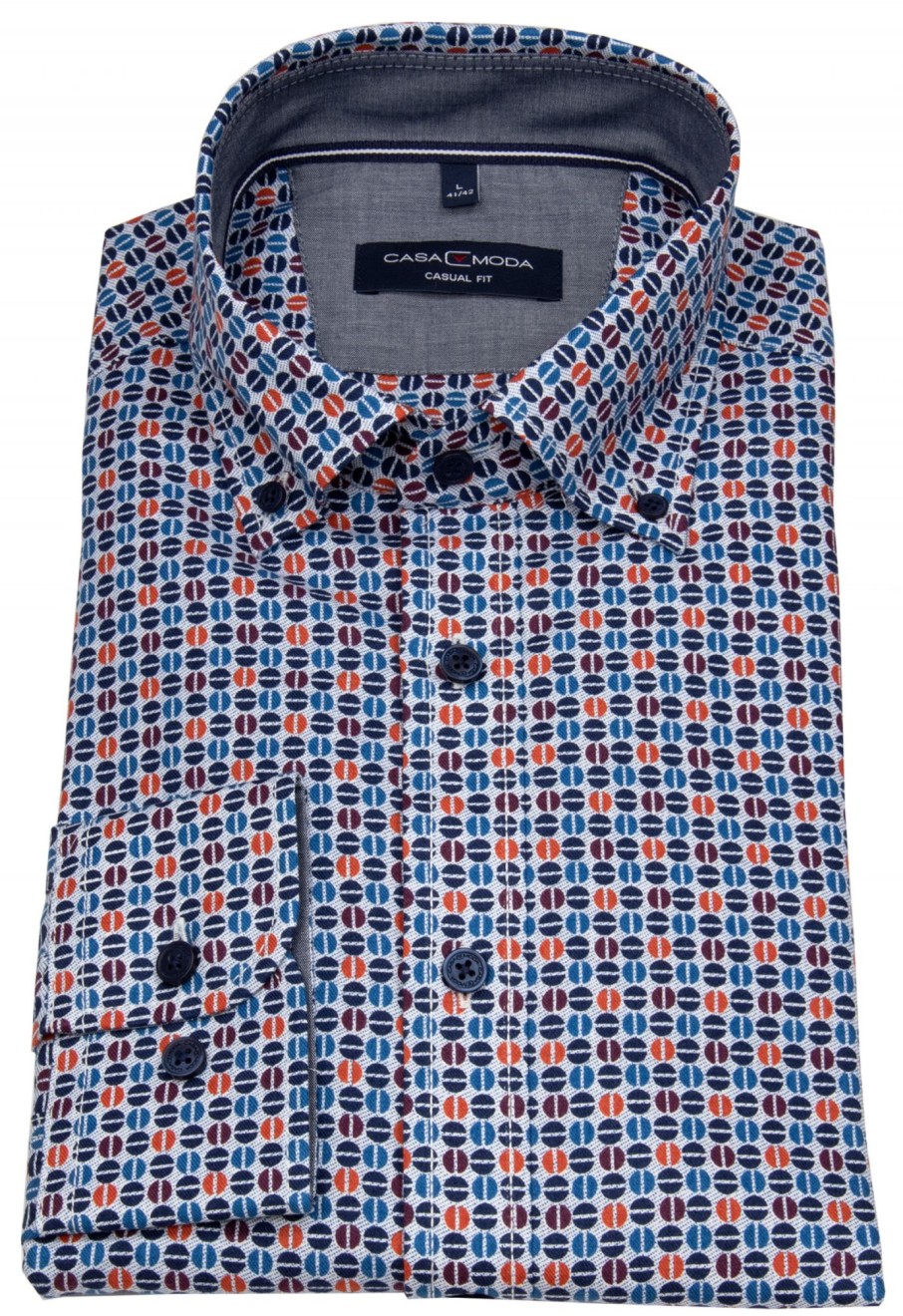 Hemden Casa Moda | Casa Moda Hemd - Casual Fit - Button Down - Mehrfarbig - 72Cm Arm