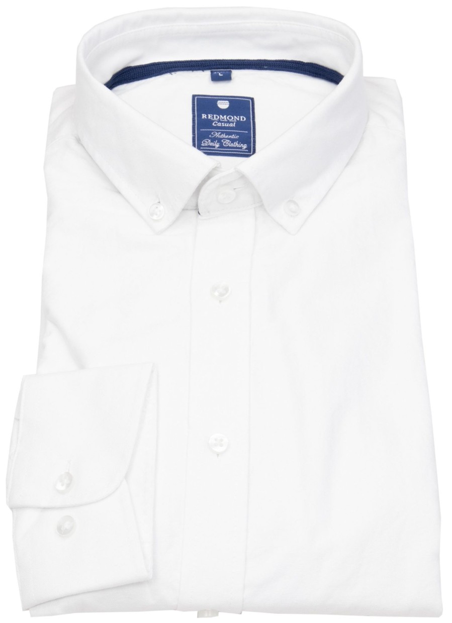 Hemden Redmond | Redmond Hemd - Comfort Fit - Button Down Kragen - Oxford - Weis