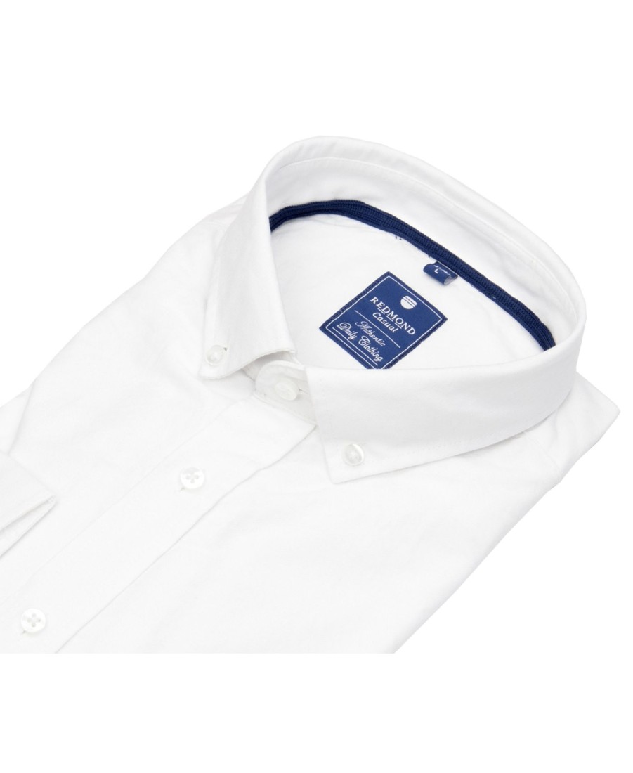 Hemden Redmond | Redmond Hemd - Comfort Fit - Button Down Kragen - Oxford - Weis