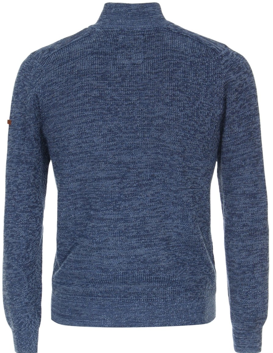 Pullover & Strick Redmond | Redmond Pullover - Troyerkragen Mit Reissverschluss - Blau