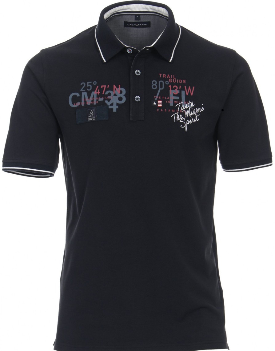 T-Shirts & Polos Casa Moda Casa Moda | Casa Moda Poloshirt - Casual Fit - Print - Blau