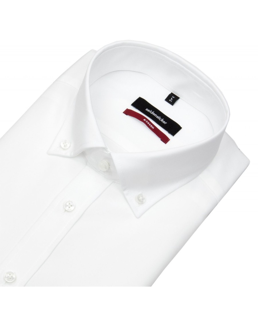 Hemden Seidensticker | Seidensticker Hemd - Regular Fit - Button-Down Kragen - Weis