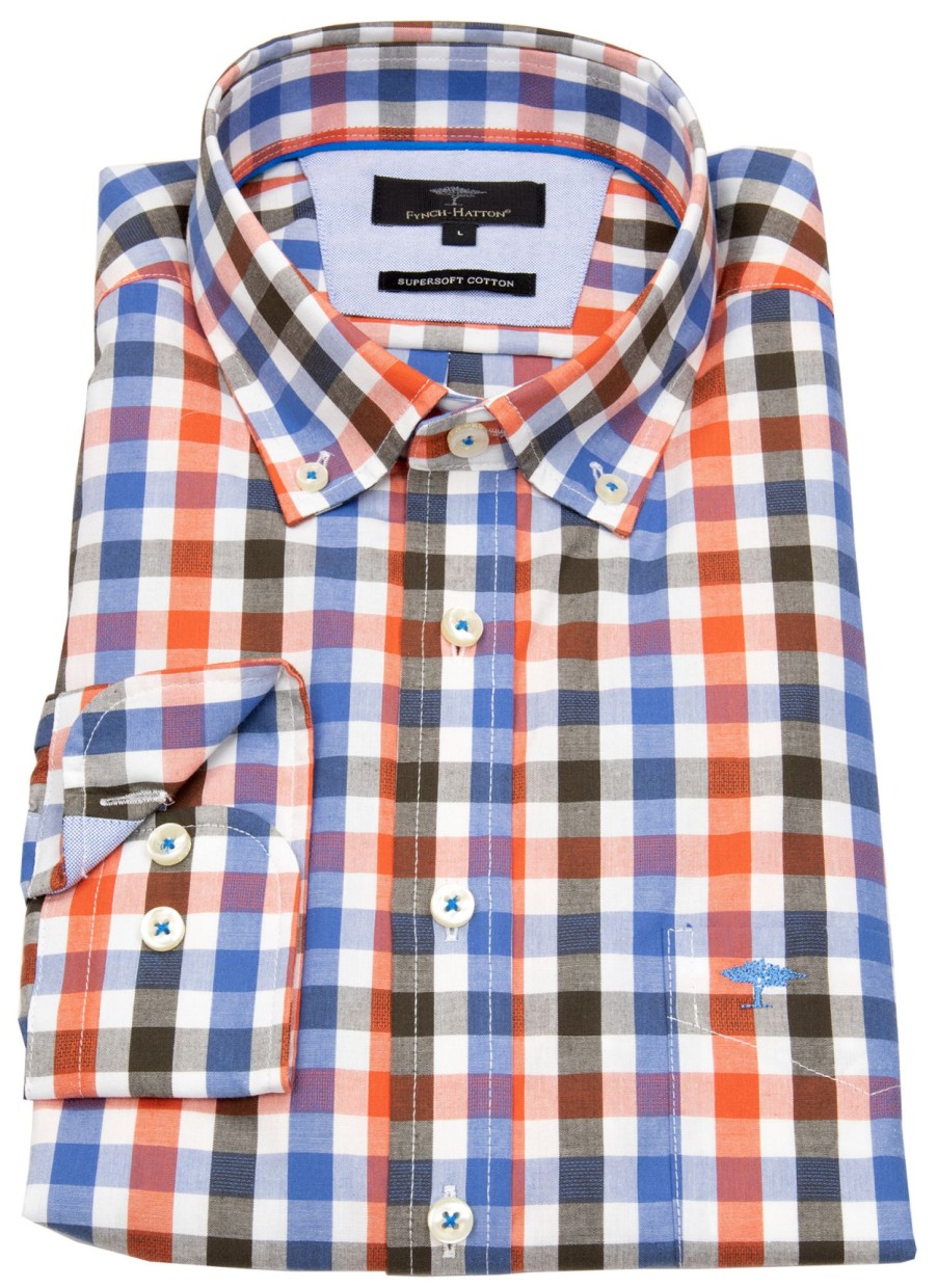 Hemden Fynch-Hatton | Fynch-Hatton Hemd - Casual Fit - Button Down - Kariert - Mehrfarbig - Ohne Ovp