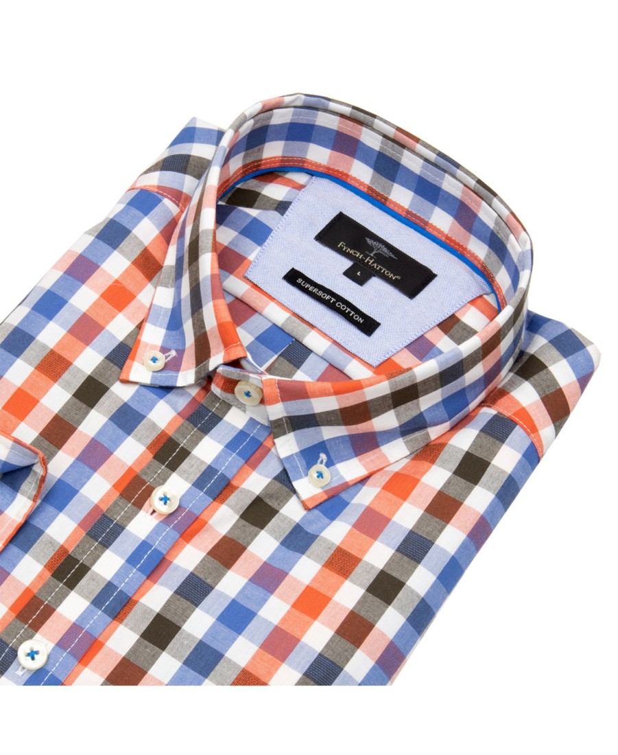 Hemden Fynch-Hatton | Fynch-Hatton Hemd - Casual Fit - Button Down - Kariert - Mehrfarbig - Ohne Ovp