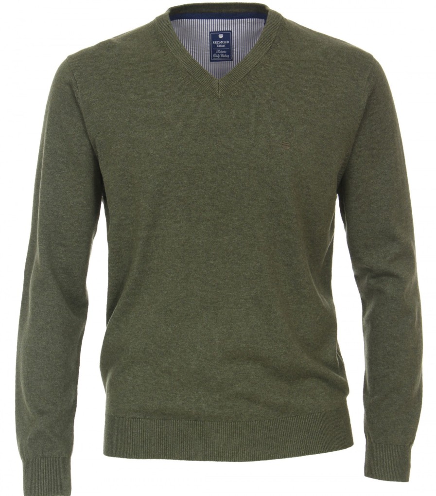 Pullover & Strick Redmond | Redmond Pullover - V-Ausschnitt - Oliv