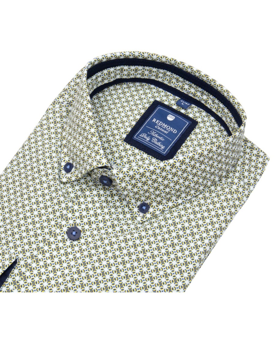 Hemden Redmond | Redmond Hemd - Comfort Fit - Button Down Kragen - Gelb / Blau/ Weis