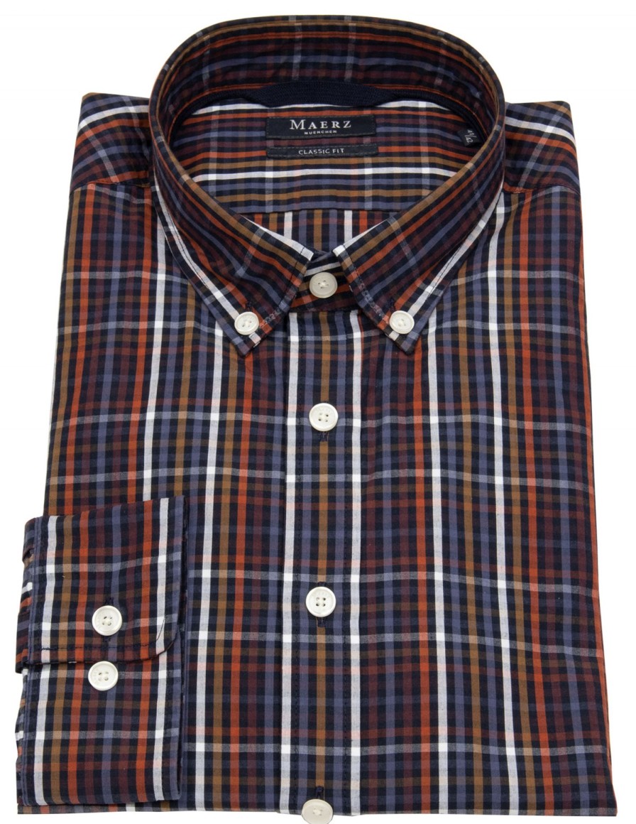 Hemden MAERZ Muenchen | Maerz Muenchen Hemd - Classic Fit - Button Down Kragen - Kariert - Ohne Ovp