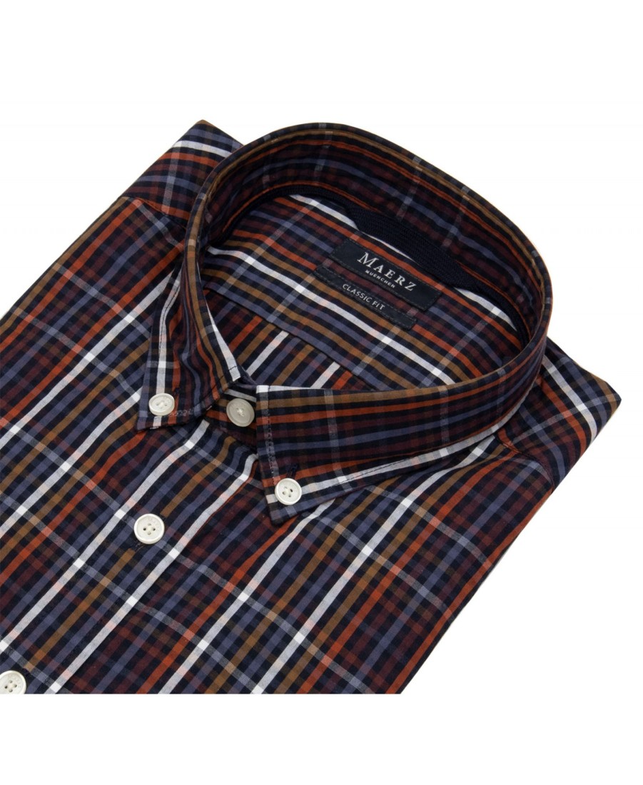 Hemden MAERZ Muenchen | Maerz Muenchen Hemd - Classic Fit - Button Down Kragen - Kariert - Ohne Ovp