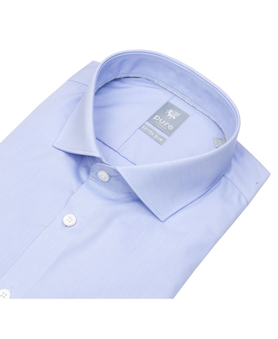 Hemden Pure | Pure Hemd - Extra Slim - Haifischkragen - Hellblau