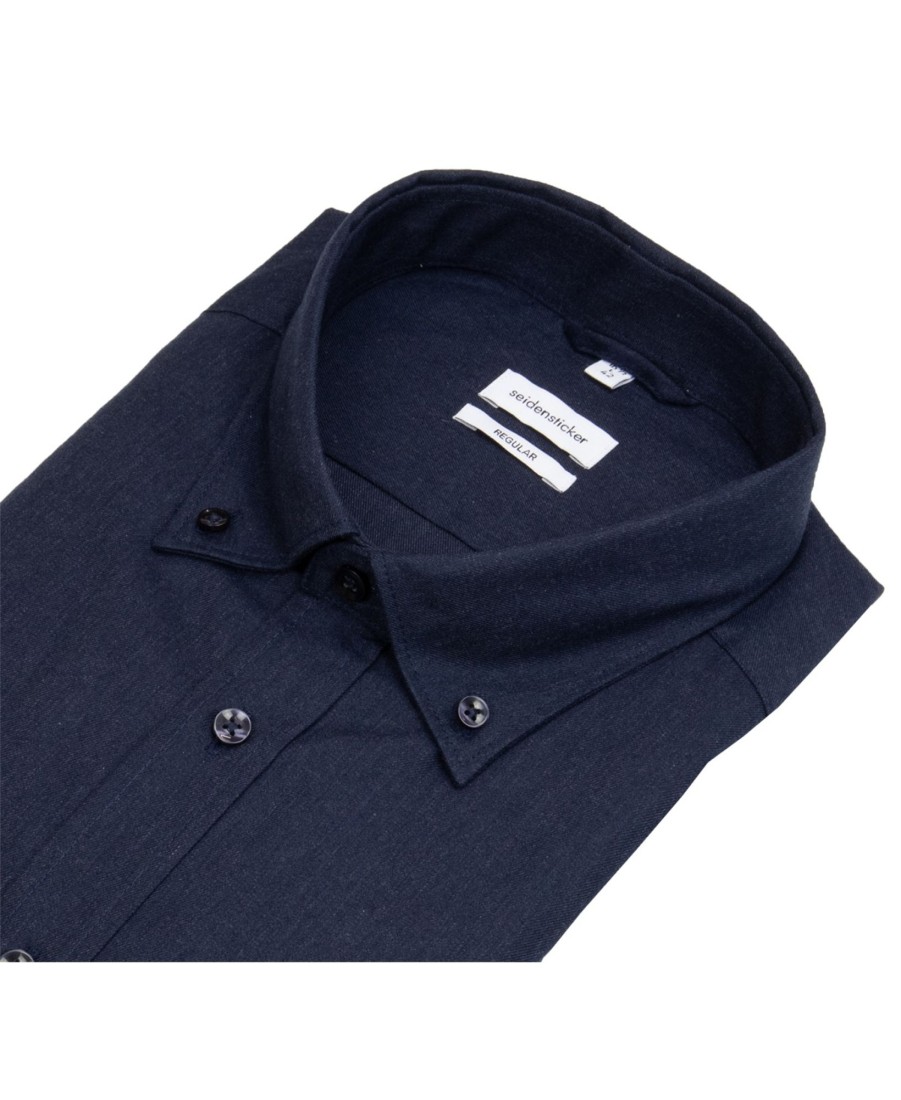 Hemden Seidensticker | Seidensticker Hemd - Regular Fit - Button Down - Dunkelblau