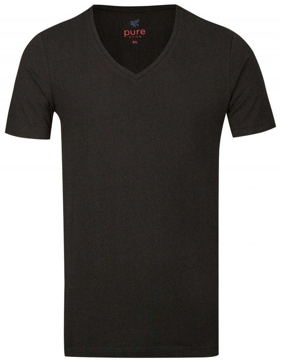 T-Shirts & Polos Pure V-Ausschnitt | Pure T-Shirt - Slim Fit - V-Ausschnitt - Schwarz