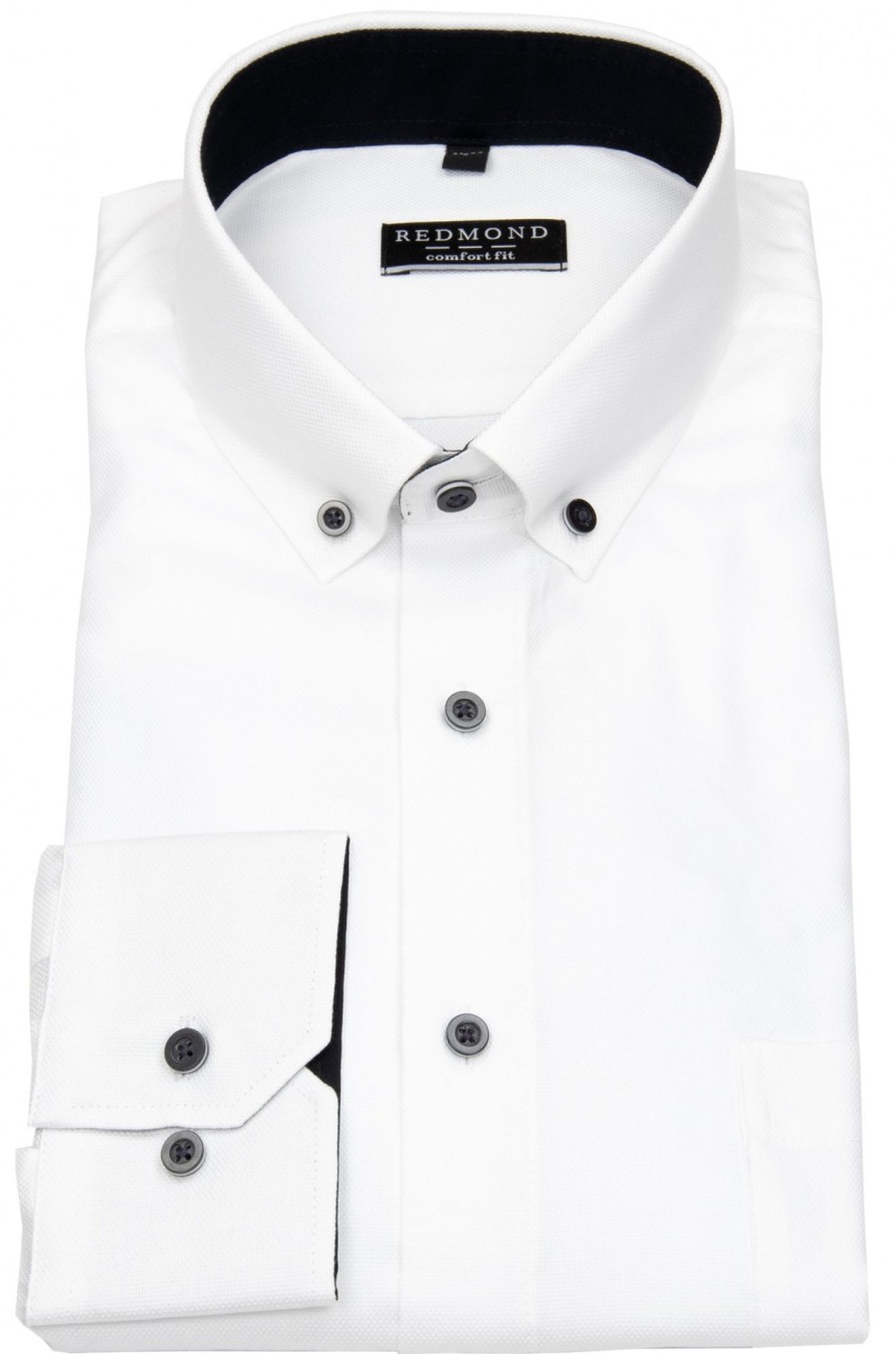 Hemden Redmond | Redmond Hemd - Comfort Fit - Button Down Kragen - Struktur - Weis - Ohne Ovp