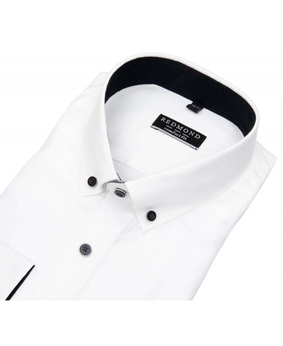 Hemden Redmond | Redmond Hemd - Comfort Fit - Button Down Kragen - Struktur - Weis - Ohne Ovp