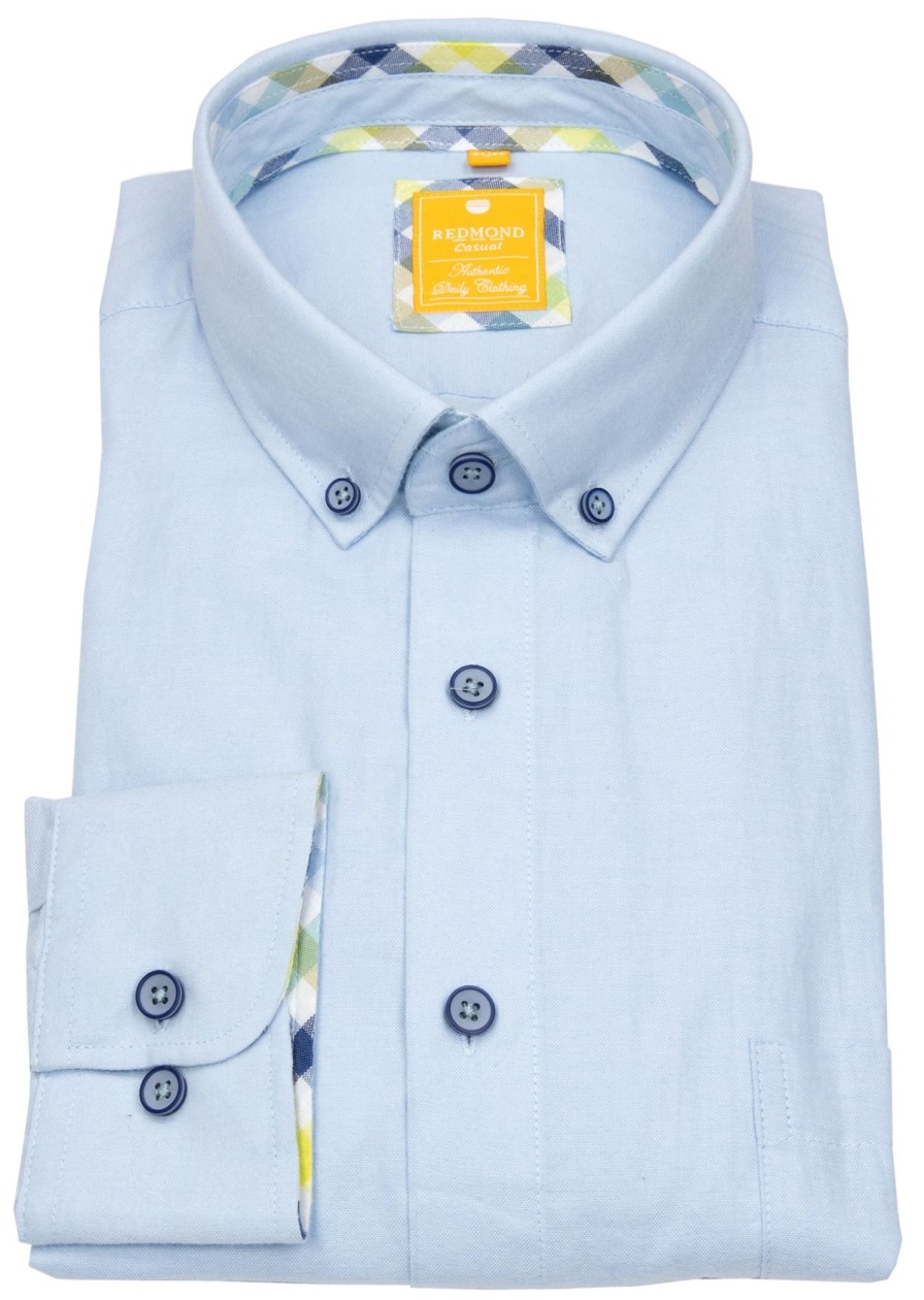 Hemden Redmond | Redmond Hemd - Casual Modern Fit - Button Down Kragen - Oxford - Hellblau - Ohne Ovp