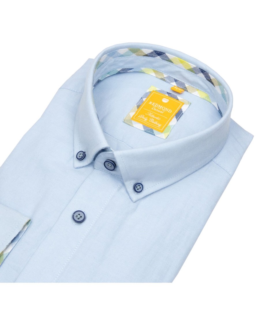 Hemden Redmond | Redmond Hemd - Casual Modern Fit - Button Down Kragen - Oxford - Hellblau - Ohne Ovp