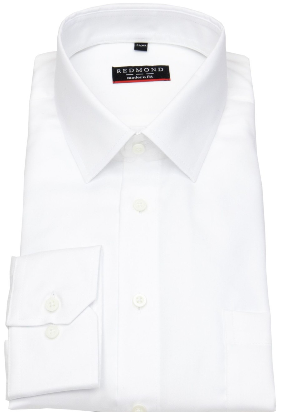 Hemden Redmond | Redmond Hemd - Modern Fit - Kentkragen - Twill - Weis